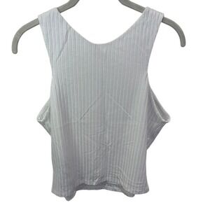 Bar III White Rib Tank‎ Crop Women's Top Size L NWT